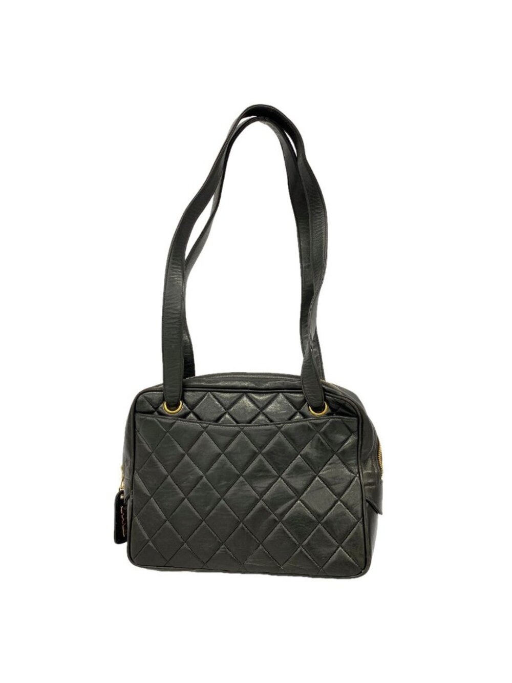 Chanel Shoulder Bag Quilted Lambskin Black Gold